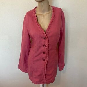 J. Jill NWT Aster Pink Linen Coastal Coatigan Jacket Duster Cardigan Lightweight